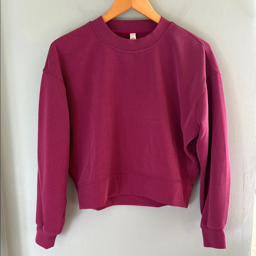lululemon Raspberry Ribbed Crewneck Top